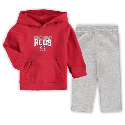 Outerstuff Infant Red/Heathered Gray Cincinnati Reds Fan Flare Fleece Hoodie and Pants Set