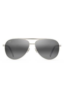 Maui Jim Seacliff 61mm Polarized Aviator Sunglasses in Silver/Grey Gradient