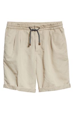 Brunello Cucinelli Men's Linen & Cotton Bermuda Shorts in C6235-Brown