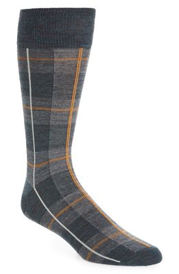 Lorenzo Uomo Block Plaid Wool Blend Socks in Teal