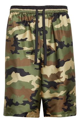 Dolce & Gabbana Men's Camo Silk Twill Shorts in Camouflage