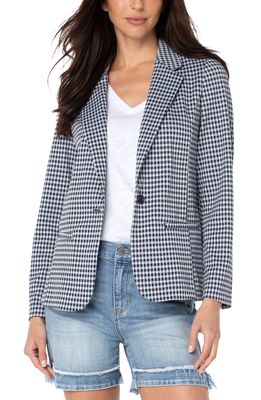 Liverpool Los Angeles Plaid Fitted Blazer in Navy White Gingham