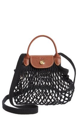 Longchamp Le Pliage Extra Small Filet Knit Shoulder Bag in Black