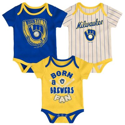 Outerstuff Infant Royal/Gold/Cream Milwaukee Brewers Future #1 3-Pack Bodysuit Set