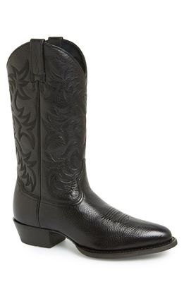 Ariat 'Heritage' Leather Cowboy R-Toe Boot in Black Deertan