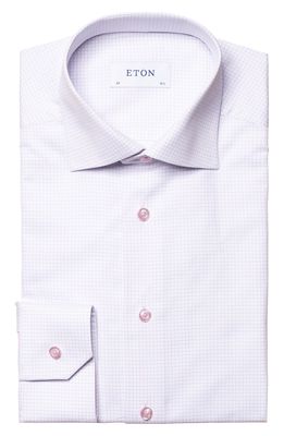 Eton Men's Slim Fit Check Dress Shirt in Medium Pink