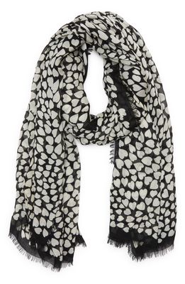 Saint Laurent Hearts Scarf in Black/Ivory