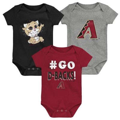 Outerstuff Infant Red/Black/Gray Arizona Diamondbacks Born To Win 3-Pack Bodysuit Set