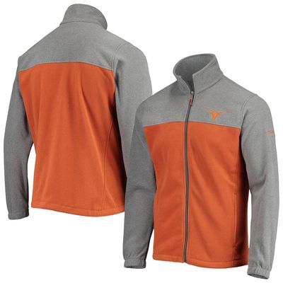 Men's Columbia Texas Orange/Charcoal Texas Longhorns Flanker III Fleece Team Full-Zip Jacket in Burnt Orange