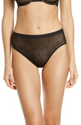 Wacoal Lace & Mesh High Cut Panties in Black