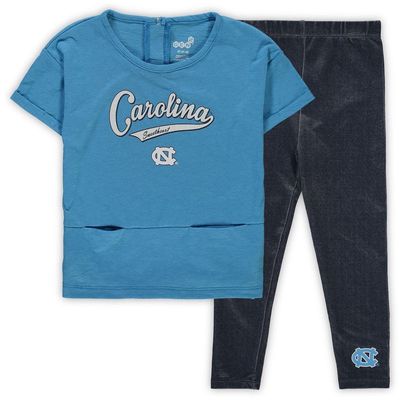 Outerstuff Girls Preschool Carolina Blue North Carolina Tar Heels Stadium T-Shirt & Leggings Set in Light Blue