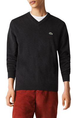 Lacoste V-Neck Cotton Sweater in Black
