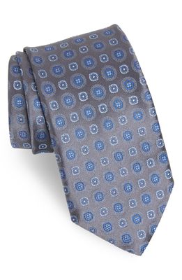 Canali Medallion Silk Tie in Charcoal