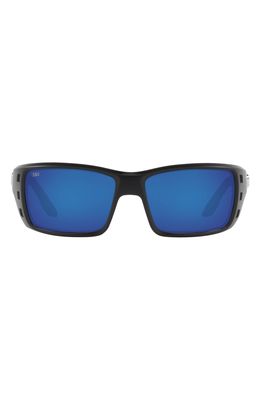 Costa Del Mar 63mm Oversize Polarized Rectangular Sunglasses in Black Flow