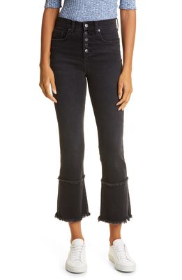Veronica Beard Carson High Waist Raw Hem Ankle Flare Jeans in Washed Onyx
