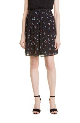 Emporio Armani Floral Dot Crepe Skirt in Black