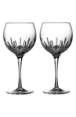 Waterford Lismore Essence Set of 2 Lead Crystal Balloon Wine Glasses in Clear