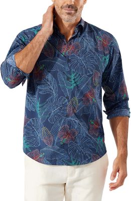 Tommy Bahama Siesta Key Fronds Print Performance Button-Up Shirt in Coastline
