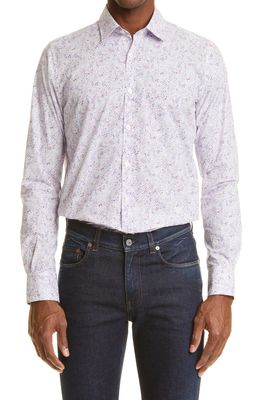 Canali Floral Cotton Dress Shirt in Purple