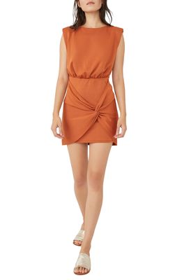 Free People Runway Knot Front Knit Minidress in Brandy