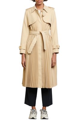 sandro Pleated Trench Coat in Beige