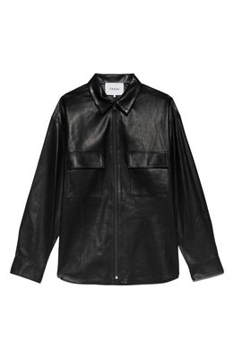 FRAME Leather Zip Shirt Jacket in Noir
