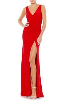 Mac Duggal Ruched Jersey Gown in Red