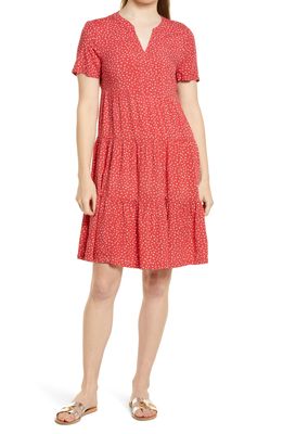 beachlunchlounge Coley Print Tiered Shift Dress in Red Ditzies