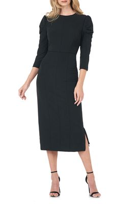 Kay Unger Stretch Crepe Midi Dress in Black