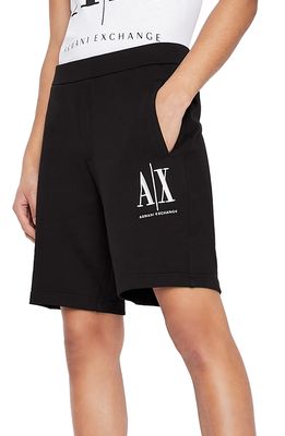 Armani Exchange Icon Shorts in Solid Black
