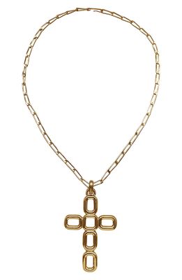 Laura Lombardi Luciana Cross Pendant Necklace in Brass