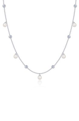 Lafonn Cultured Pearl & Simulated Diamond Station Necklace in White
