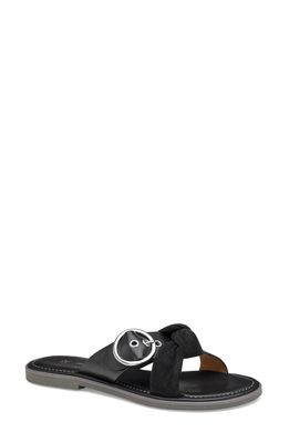 Johnston & Murphy Paige Buckle Slide Sandal in Black Calfskin