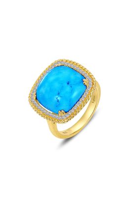 Lafonn Simulated Diamond & Simulated Turquoise Halo Ring in Blue
