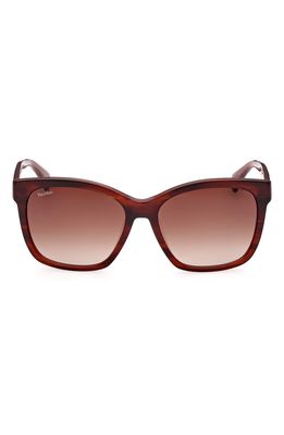 Max Mara 56mm Gradient Square Sunglasses in Shiny Bilayer Red Horn Opal