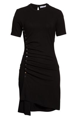paco rabanne Cotton Jersey Snap-Up Minidress in Black