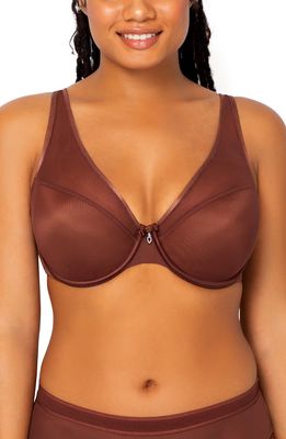 Curvy Couture Underwire Plunge Bra in Chocolate