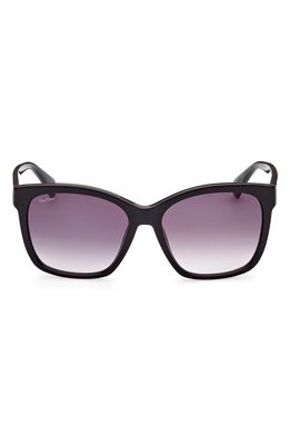 Max Mara 56mm Gradient Square Sunglasses in Shiny Black /Gradient Smoke