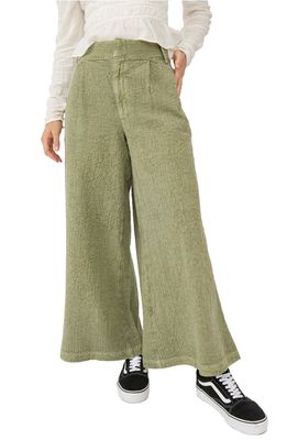Free People Pieces of Us Cotton & Linen Wide Leg Trousers in Dried Herb
