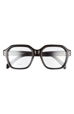 CELINE 52mm Rectangular Optical Glasses in Shiny Black