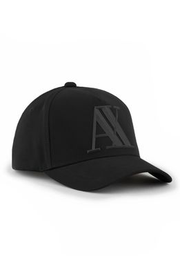 Armani Exchange Rubber Logo Baseball Cap in Black