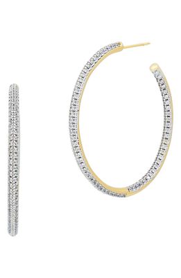 FREIDA ROTHMAN Pave Cubic Zirconia Hoop Earrings in Gold And Silver