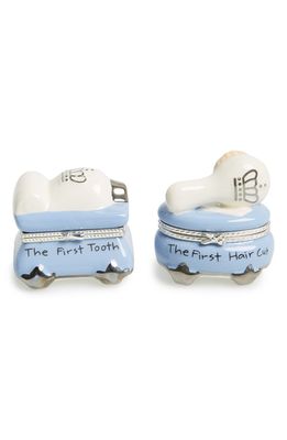 Mud Pie 'Prince' First Tooth & Curl Treasure Box Set in Blue