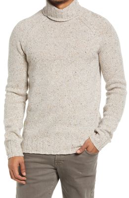 Frank And Oak Wool Blend Donegal Turtleneck Sweater in Mixed Beige