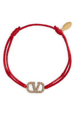 Valentino Garavani VLOGO Signature Pave Cord Bracelet in Rouge Pur/Black Diamond