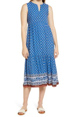 beachlunchlounge Ireana Tiered Ruffle Midi Dress in Athens Blue