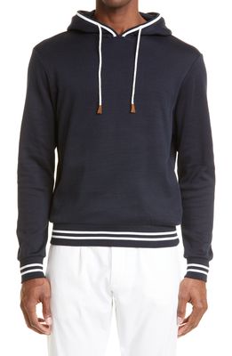 Eleventy Hooded Sweatshirt in Navy-Ivory