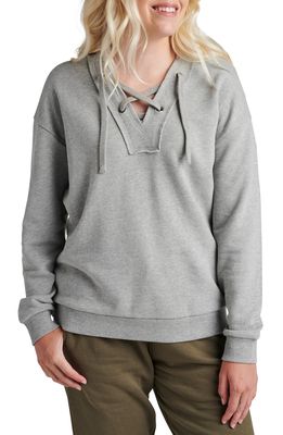 Jag Jeans The Lace-Up Cotton Hoodie in Light Grey