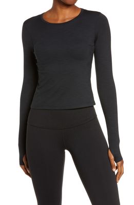 Beyond Yoga Protect Me Long Sleeve Top in Black Heather