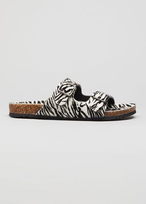 Men's Fabrice 05 Zebra-Print Buckle Slide Sandals